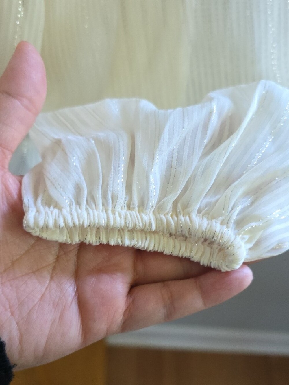 Express Cream Ruffle Wrap-Front Blouse - Picture 6 of 7